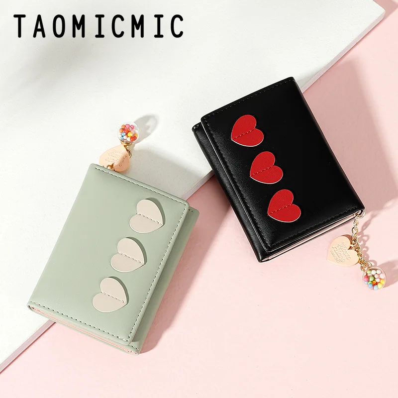 

2021New Ins Tri-fold Wallet Korean Version Love Small Wallet Ladies Fashion Multi-card Short Wallet Women Purse Girl Card Holder