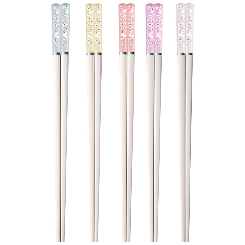 

1 Pairs Reusable Chopsticks PET White Korean Food Sushi Tools Fast Food Noodles Chopstick Japonese Style Kitchen Tableware