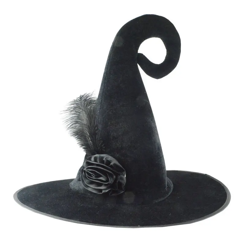 

Women Men Black Rose Feather Witch Hats Wizard Hat Cap Costume Accessory Cosplay Party Decor Masquerade Easter