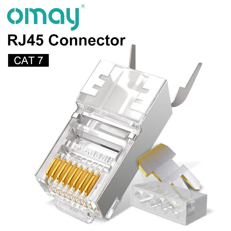 RJ45 Connector Network Cable Connector 10/50/100pcs Cat6a Cat7 RJ45 plug shielded FTP 8P8C Network Crimp Connectors