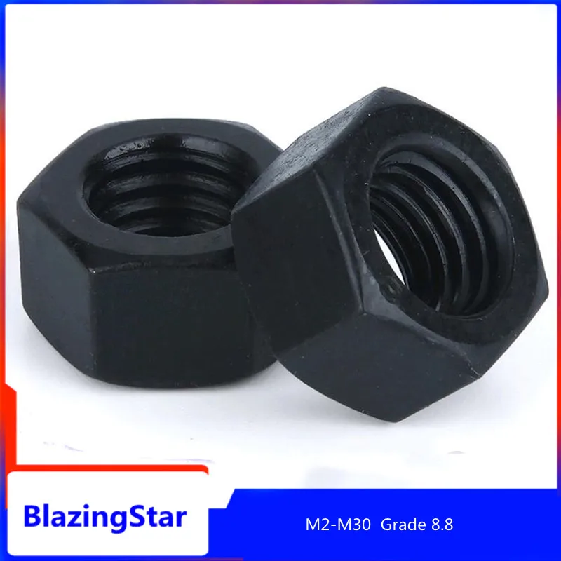 M2-M30 Grade 8.8 black hexagon nut  carbon steel hexagon nut