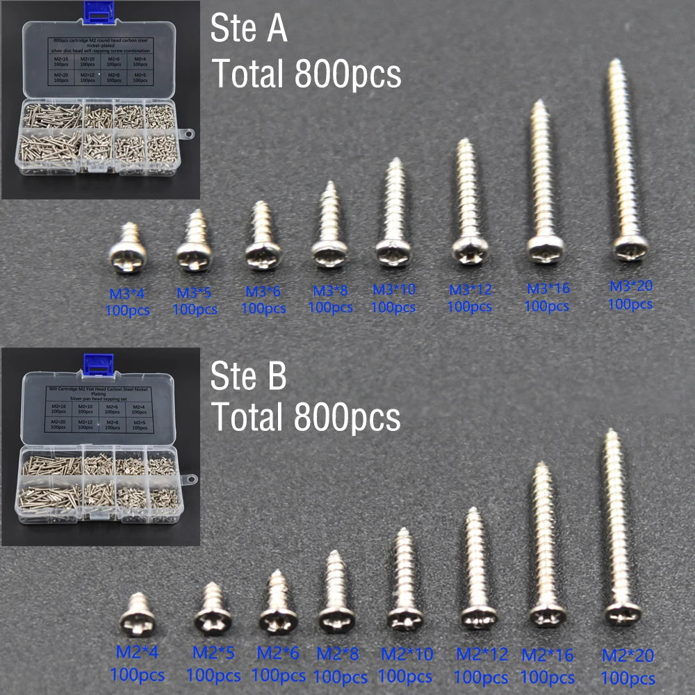 800 шт. картридж M2 с круглой головкой углеродистая сталь никелированная