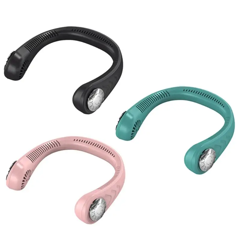 

Portable Leafless Rechargeable Large-capacity Battery Mute Sports Fans Mini Neck Fan Hanging Neck Air Cooler For Outdoor Cooling