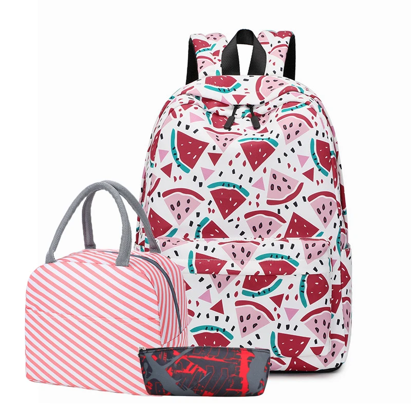 

New Watermelon Print Backpack for Girls Children Kids Bookbag Elementary Middle School Bookpacks Set Student Stylish Lightweight