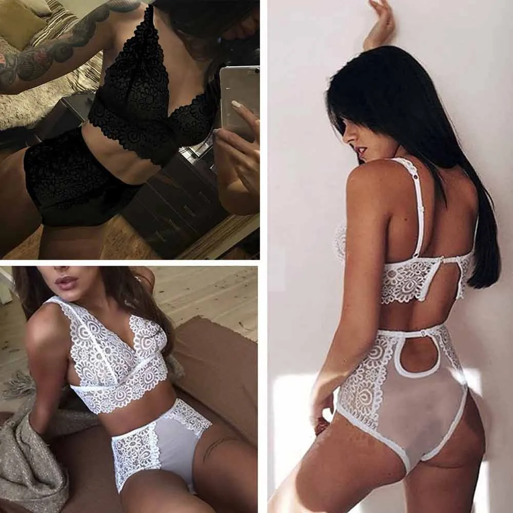 Плюс размер женское атласное кружевное черно белое интимное ночное белье халат