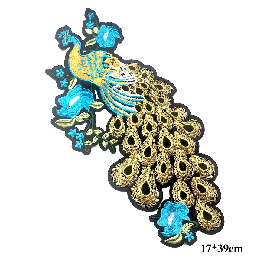 1 шт. Красивые большой с вышивкой Павлин Пришить нашивки для одежды куртка