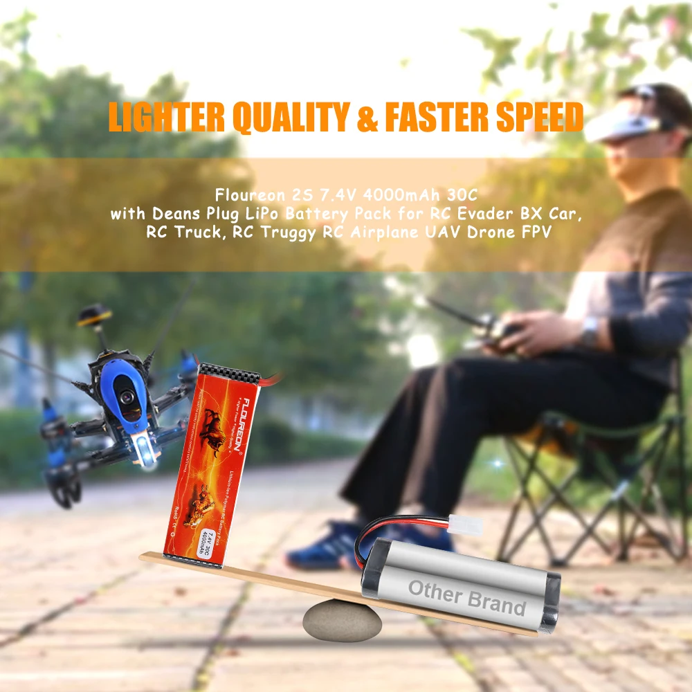 Floureon RC игрушка Батарея 2s1p 30C батарея 7 4 в 4000 мАч разъем типа deans LiPo для eader BX