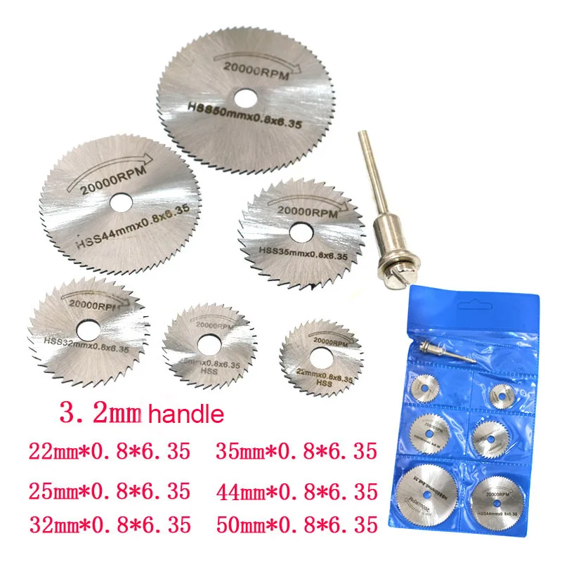 

Hot Disc Drill Blades and Mandrel Set 6pcs High Speed Steel Circular Saw Blades 1pcs 3.2mm Mandrel D6