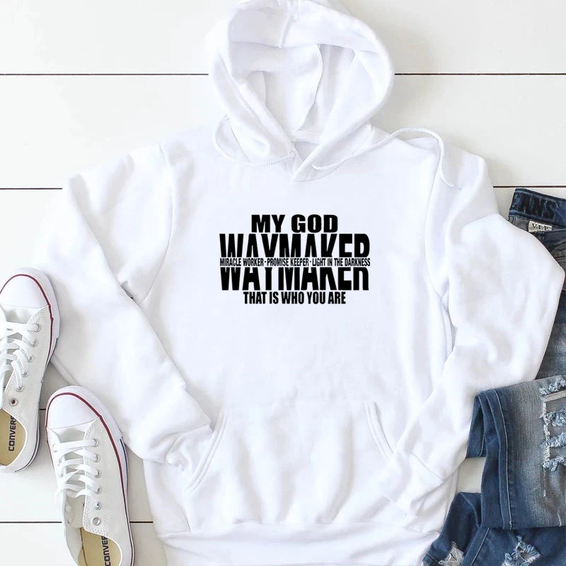 

Waymaker religion women fashion religion hoodies Christian Bible baptism personality hoodie slogan quote church pullovers tops