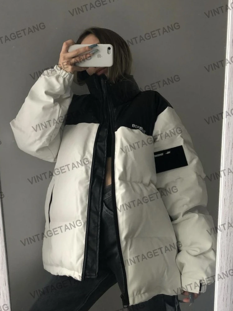 

B-TOTO American Retro White Casual Sports Bread Padded Clothes Women's Trendy Ins Winter Jacket 2022 New Fashion