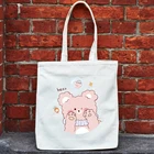 Сумки для покупок с мультяшным медведем, холщовые сумки для покупок с ручкой, дизайнерские сумки с логотипом на заказ, женская сумка-тоут, сумки для женщин, сумка на плечо
