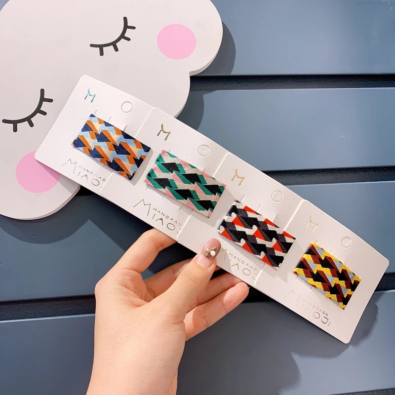 Детские заколки для волос милые цветочные с неправильным узором геометрическим