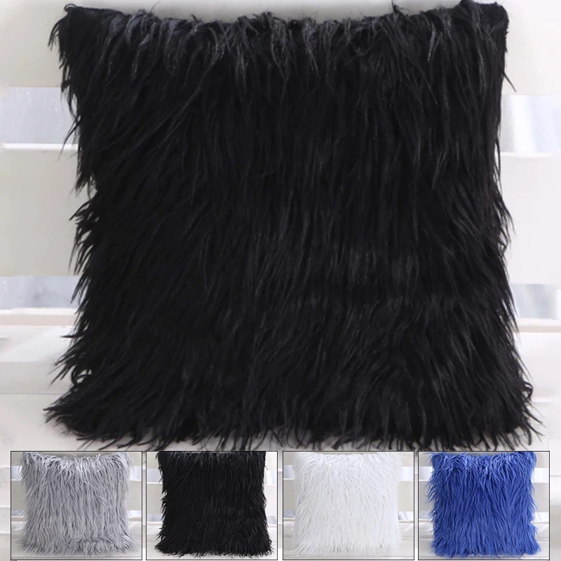 Soft Pillow Throw Cover Sofa Cushion Case Pillowcase Long Plush Fluffy Shaggy UK | Дом и сад