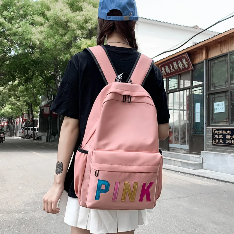 

Waterproof Oxford cloth Backpack Teenage Large Capacity School Bag Casual New Simple Solid Color Backpack For Women