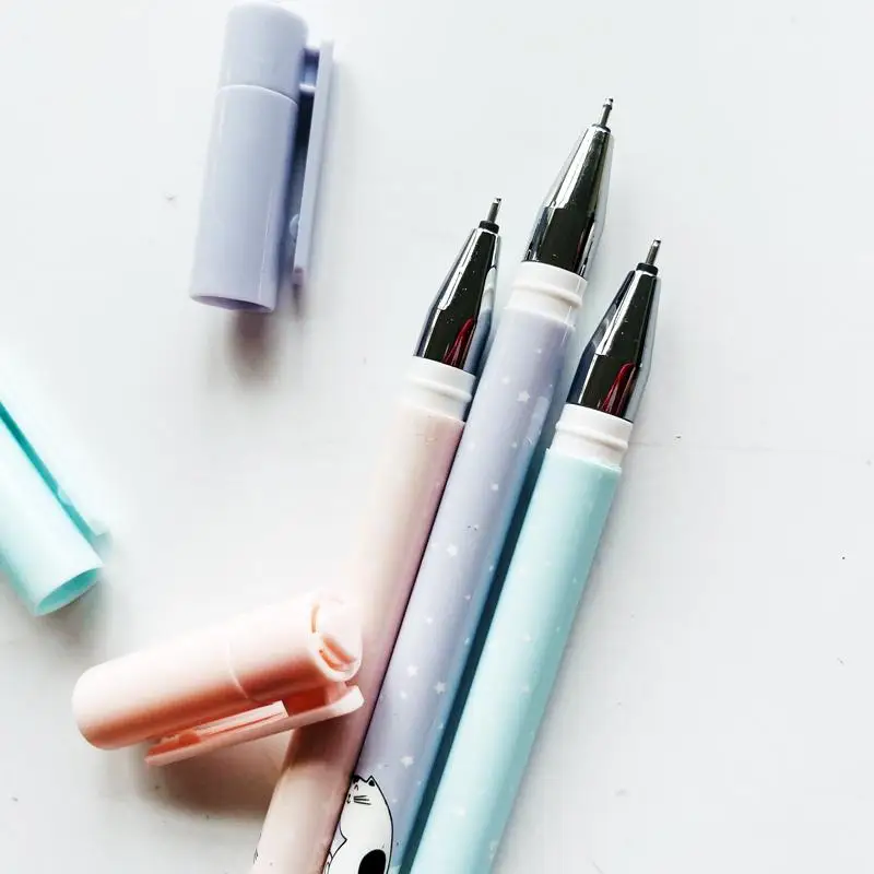 3 шт./лот ручка милый кот счастья жизни со стирающимися чернилами гелевая
