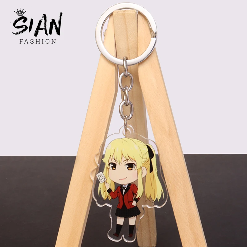 

Anime Kakegurui Keychain Yumeko Jabami Runa Yomozuki Mary Saotome Japanese Cartoon Acrylic Fans Collection Key Ring Cute Trinket