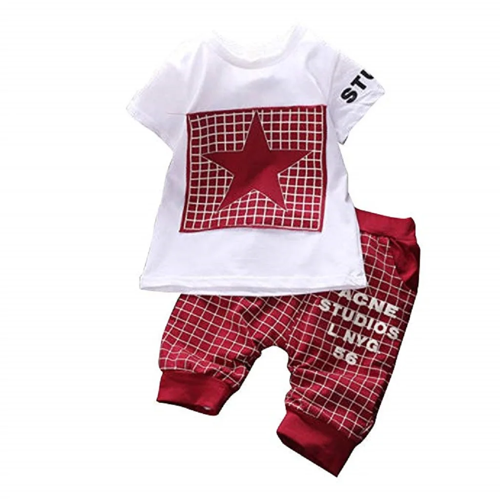 Hot Baby Boy Girls Kid Newborn Sumemr T-shirt Tops+Long Pants Outfit Clothes Set