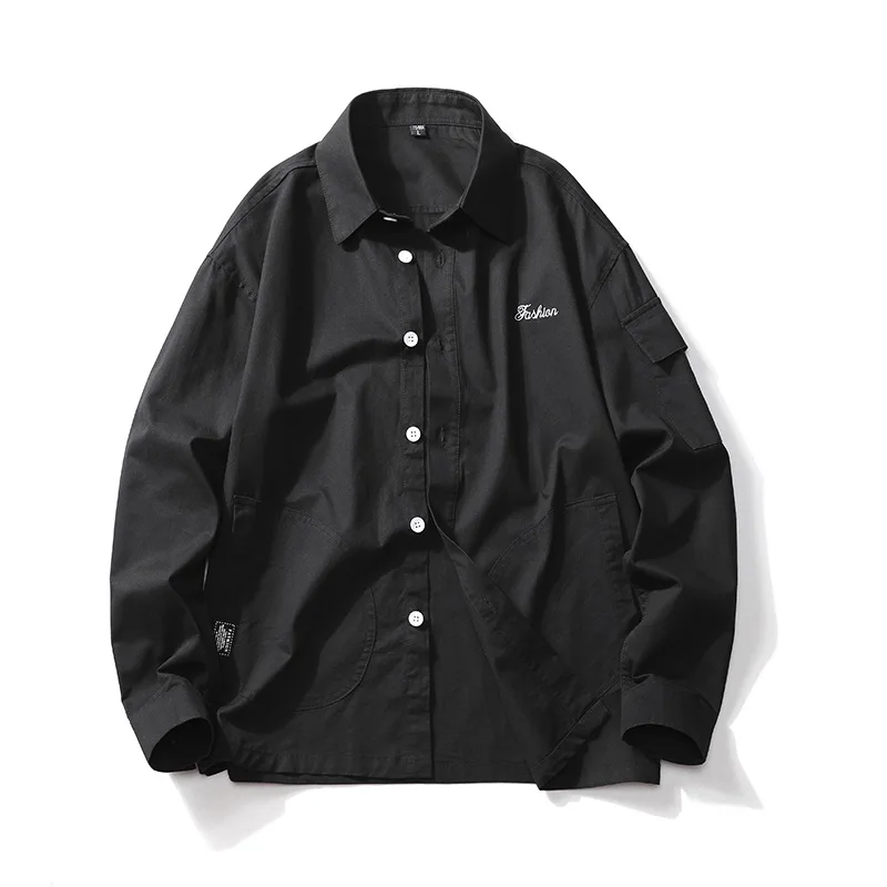 

Men's long sleeve shirt spring and autumn 2021 new Korean Trend embroidery fashion shirt youth leisure frock coat