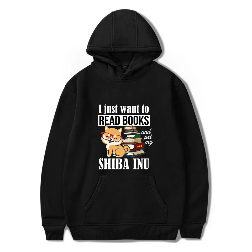 

Осенне-зимнее пальто розовое милое с капюшоном с принтом Сиба-Шиба Harajuku Свободные худи с карманами женский флисовый пуловер женские худи Св...