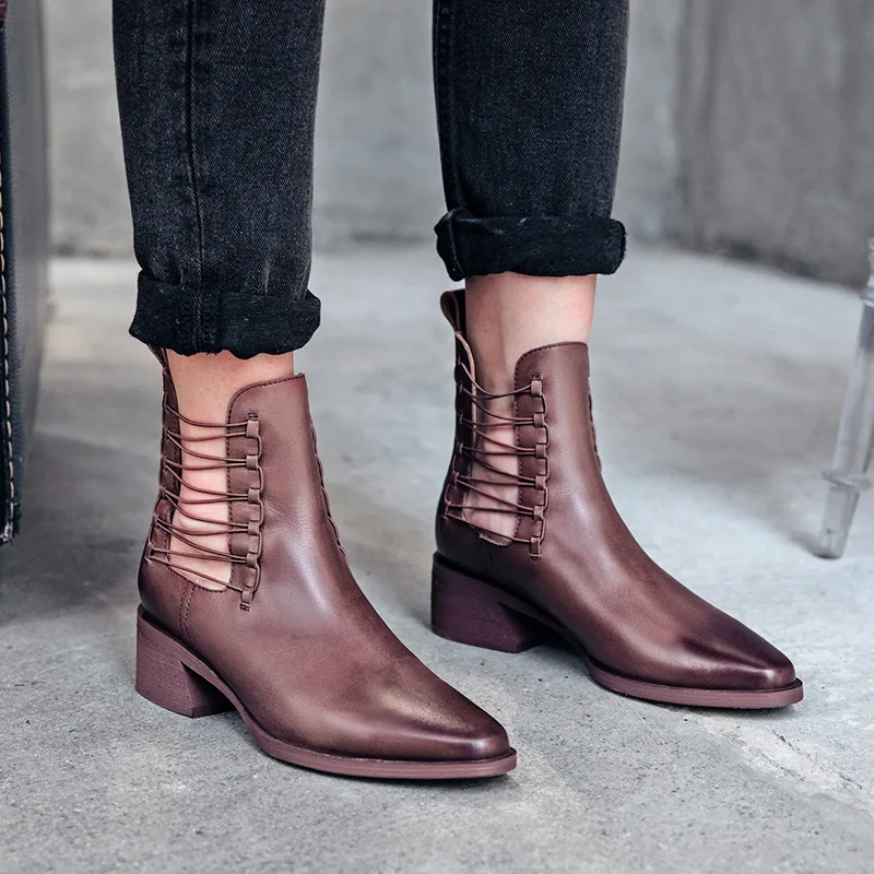 Ботинки Челси женские из натуральной кожи сезон 2019|Женские полусапожки| |