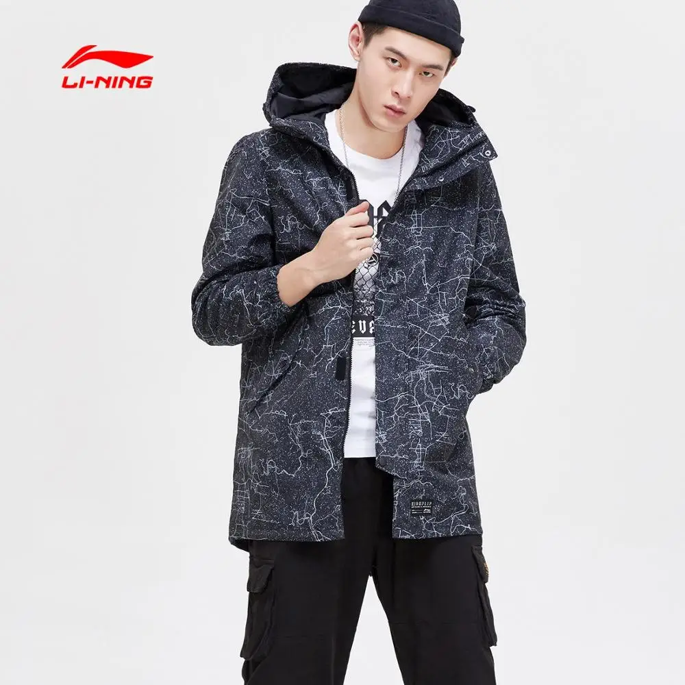 Li Ning мужской тренд Тренч полиэстер обычная посадка ветровка куртка подкладка