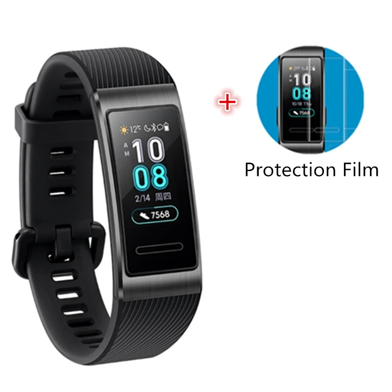 Black add film Huawei Band 3 Pro Band 3 умный браслет band 3 pulseira трекер для плавания Водонепроницаемый Bluetooth фитнес-трекер сенсорный экран - Цвет: Black add film