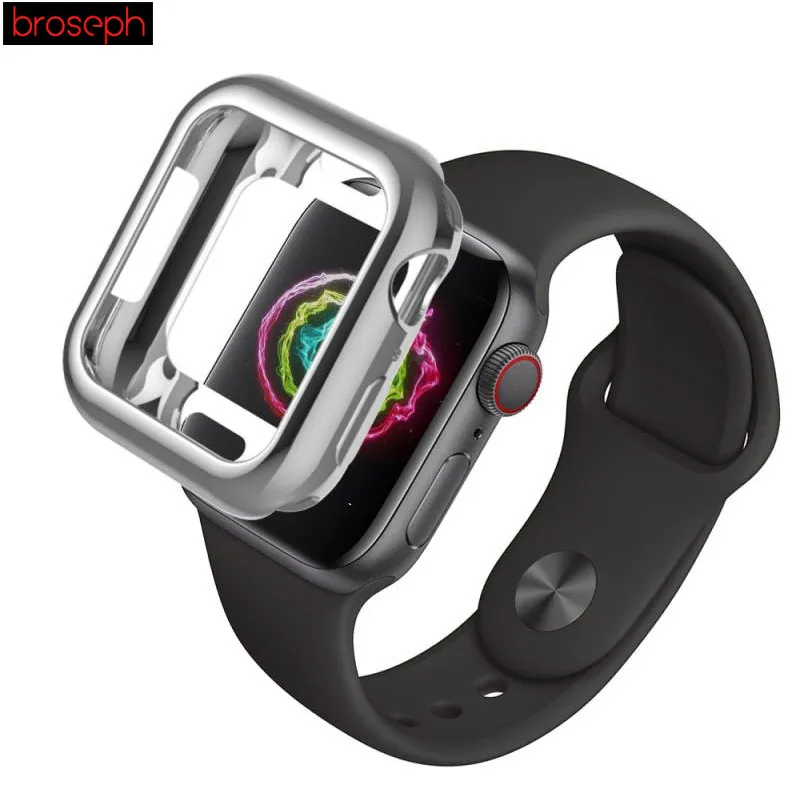 Протектор экрана для Apple Watch 4 band 40 мм 44 мм покрытие из ТПУ защитный корпус чехол рамка для iwatch 4 аксессуары для часов - Цвет: Silver
