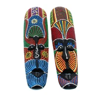 50cm high retro wooden crafts thai style wood carving colorful mask wall decoration featured facebook wall hanging pendant