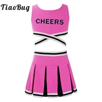 pink cheerleader costume kids school girls cheer outfit halloween carnival party cosplay dress up clothes stage dancewear