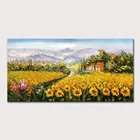 Mintura картина на стену для гостиной картина маслом на Canva ручная роспись большое поле желтых цветов домашний декор искусство без рамки