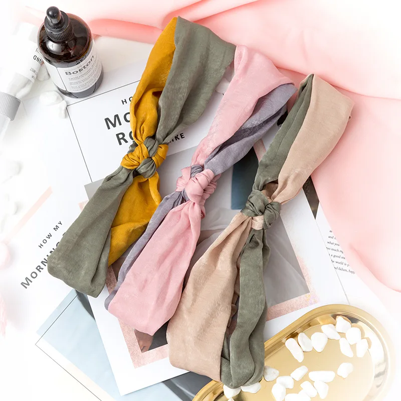 Женская повязка на голову винтажная шелковая клетчатая эластичная лента для