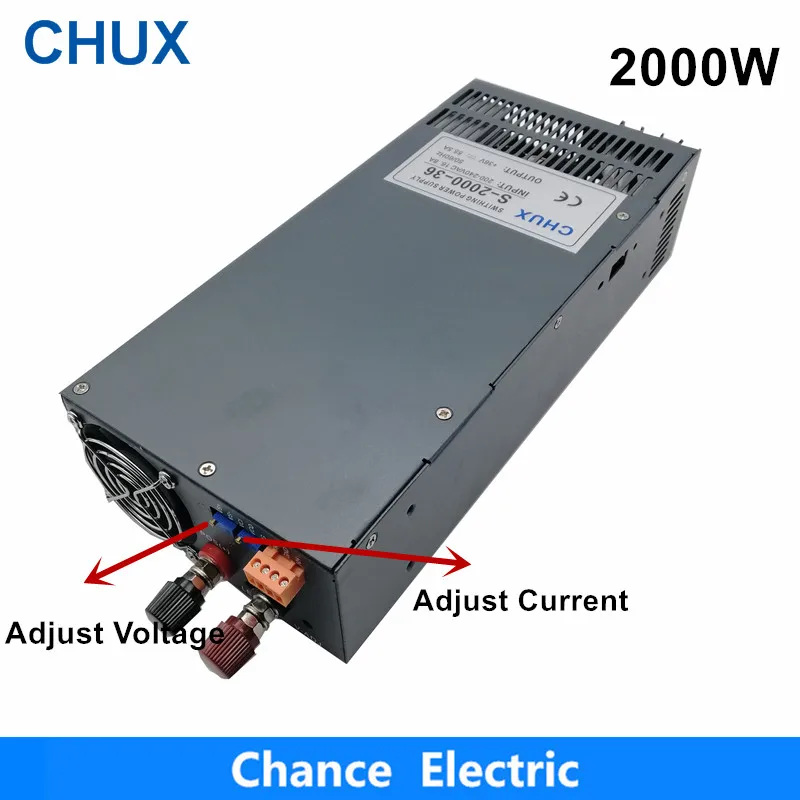 

2000W Switching Power Supply Adjustable Output 15V 24V 36V 48V 60V 72V 80V 90V 100V 110V AC to DC Switching Power Supply