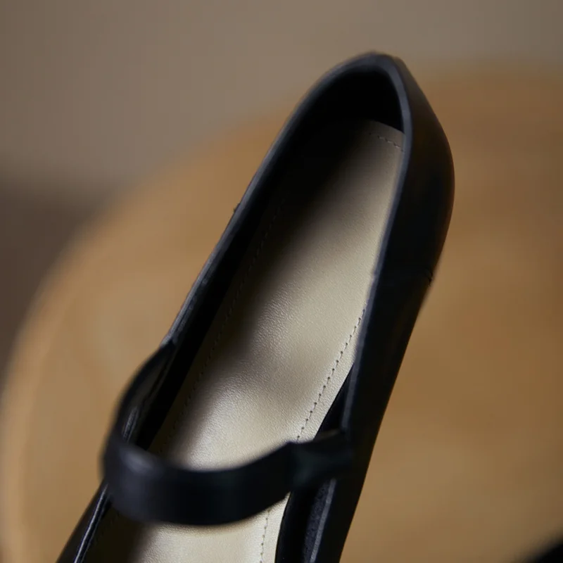 

ZVQ Women Genuine Leather Shoes Ladies Pointed Toe Thick Heel Pumps Office Ladies Black Beige Plus Size 43 CN Spring Shoes