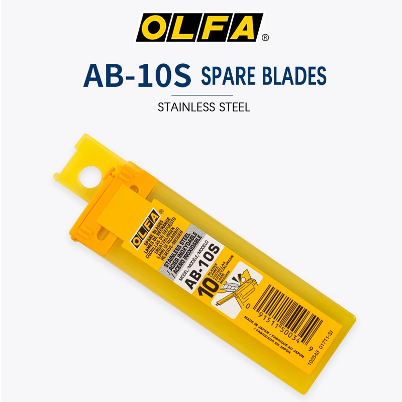 Фото OLFA AB-10S запасные лезвия из нержавеющей стали 10 шт. 9 мм стандартная точность оснастки лезвия для резки A-3/NA-1/SPC-1/SVR-1 нож №2