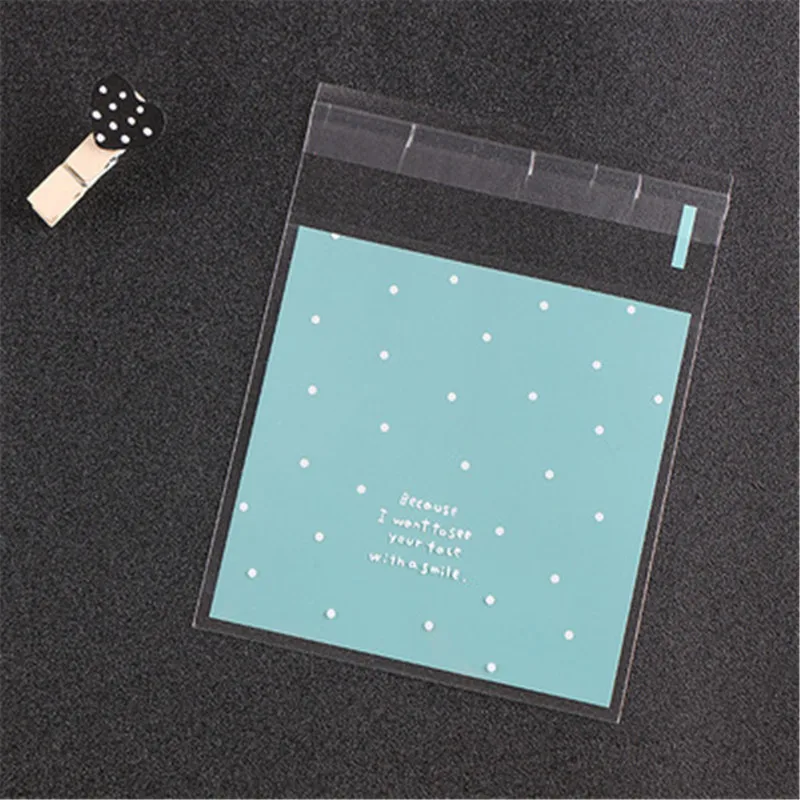 100 шт./лот пластиковый прозрачный целлофановый пакет в горошек для конфет печенья