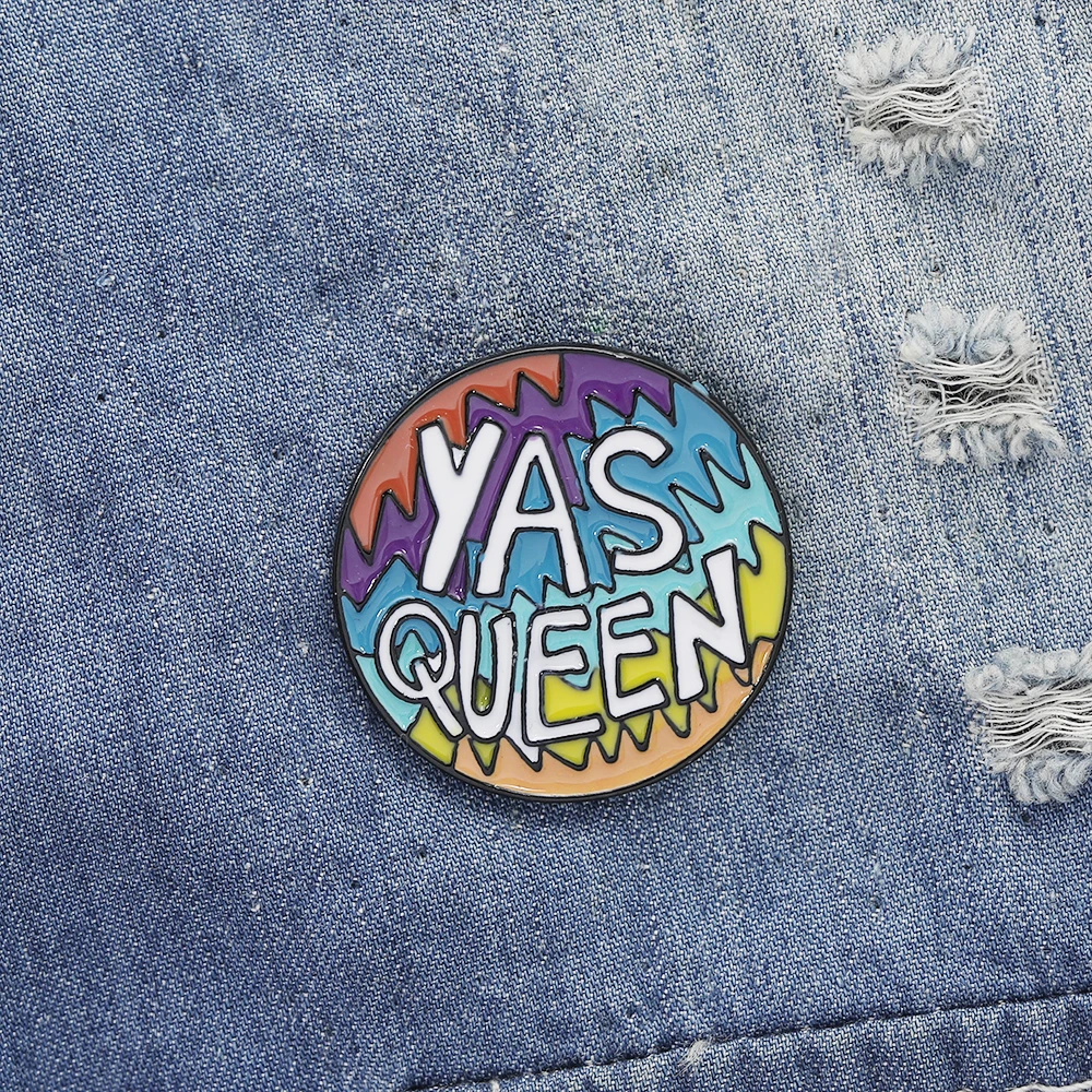 Круглые цветные штифты эмалированные YAS QUEEN рок броши значки джинсовая одежда