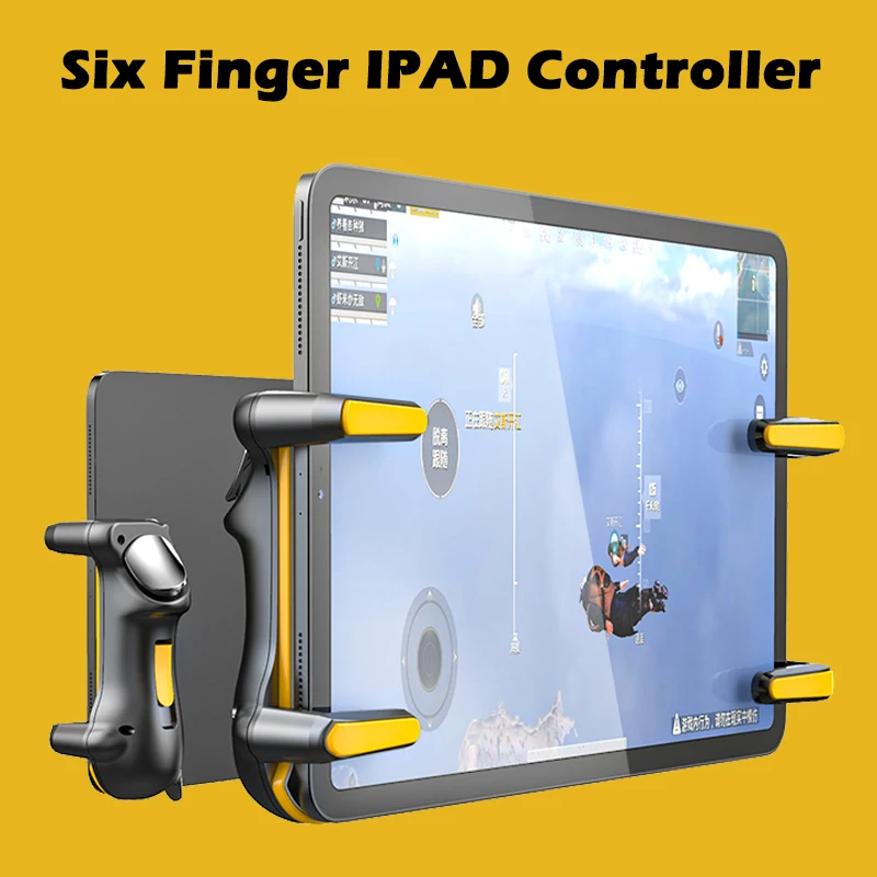 

Six Finger Ipad PUBG Controller Capacitance Adjustable Mobile Game Trigger L1R1 Button Gamepad Joystick Grip Tablet Accessories