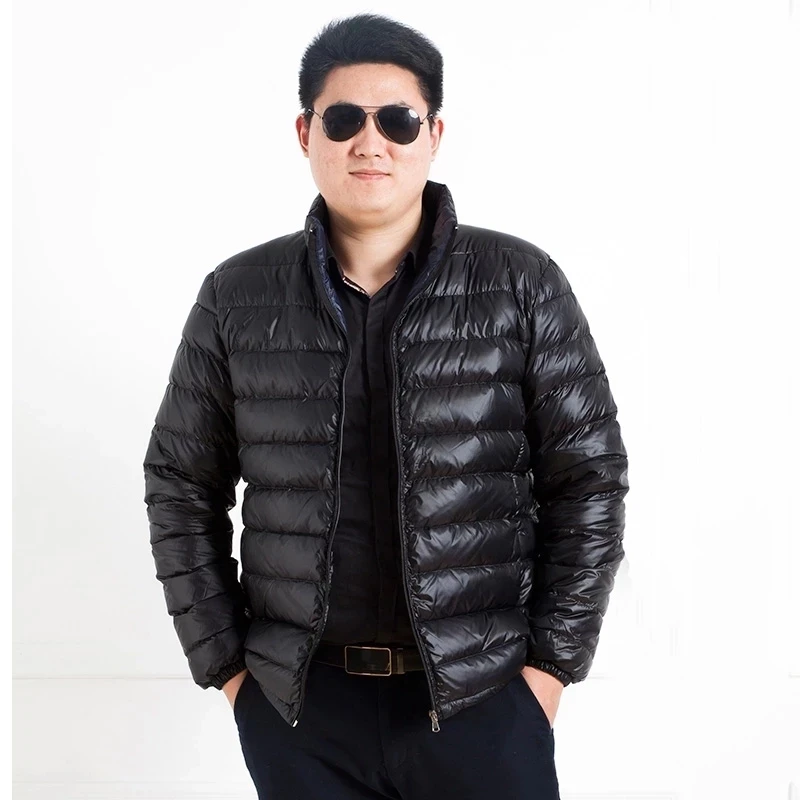 Plus Size Autumn Winter Down Jacket Men Casual Stand Collar Light Parka Coat Outwear Windproof White Down Jacket 10XL