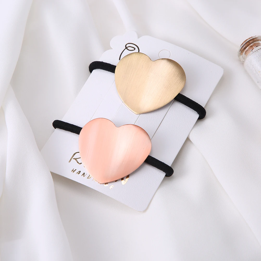 2PCS-B Стильные резинки для волос с металлическими листьями, модный минимализм, геометрические аксессуары для волос Modis OL, стильные эластичные резинки для волос для женщин - Цвет: 2PCS-B