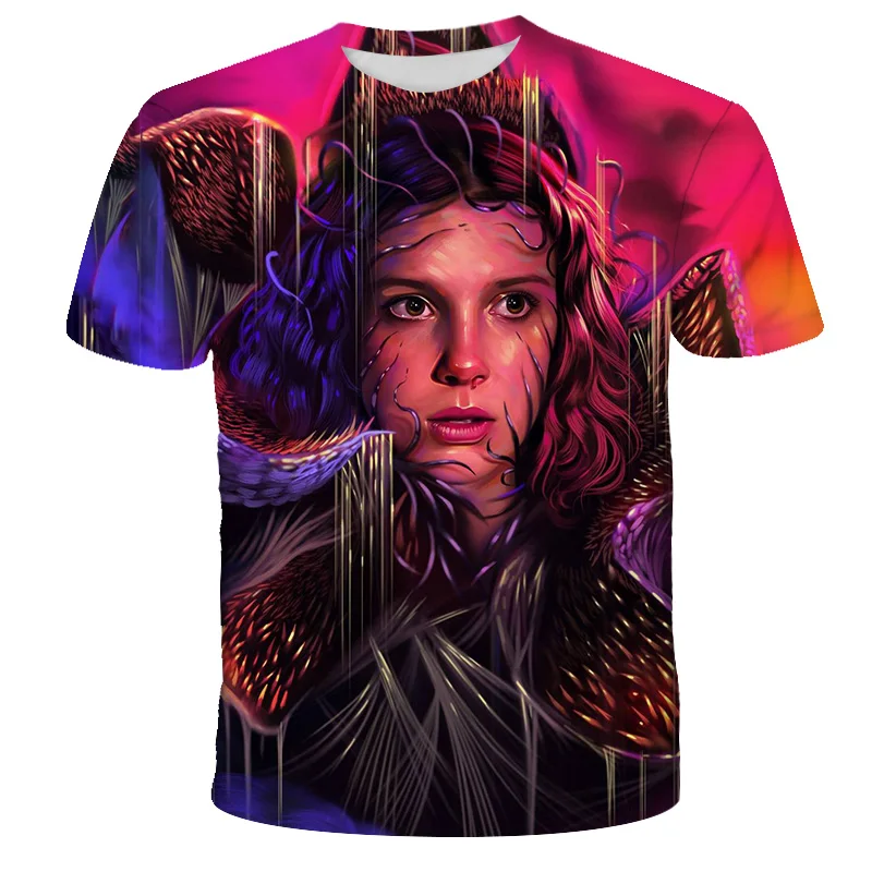 

2020 Summer Hot New Sale Clothes Stranger Things Round Neck Polyester T-Shirts Clothing Unisex 4-14 Y Short Sleeves Streetwear