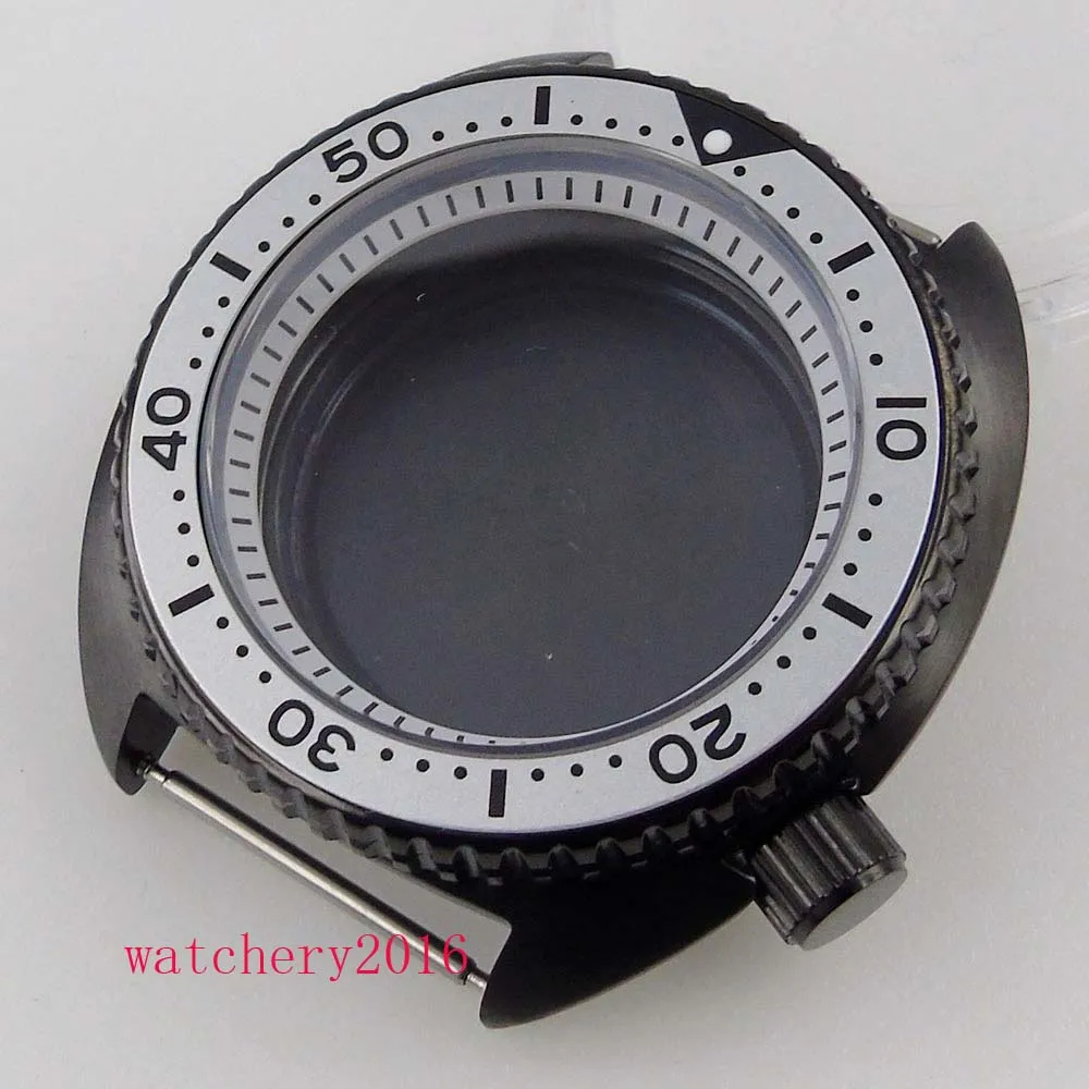 BLIGER Black PVD Plated Automatic Brushed Watch Case fit NH35A NH36A Movement Chapter Ring Screwdown Crown Flat Sapphire Glass