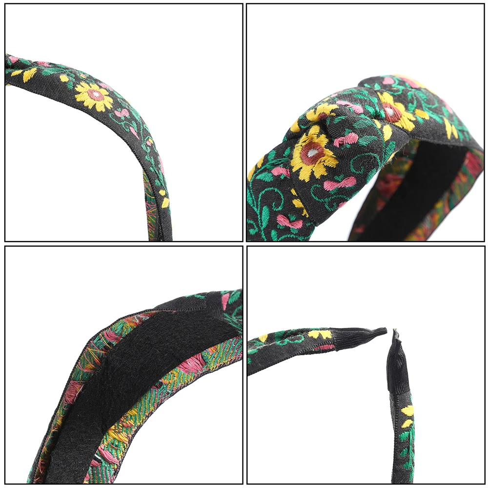 Женская повязка на голову AWAYTR Весенняя эластичная с узелком и вышивкой в виде
