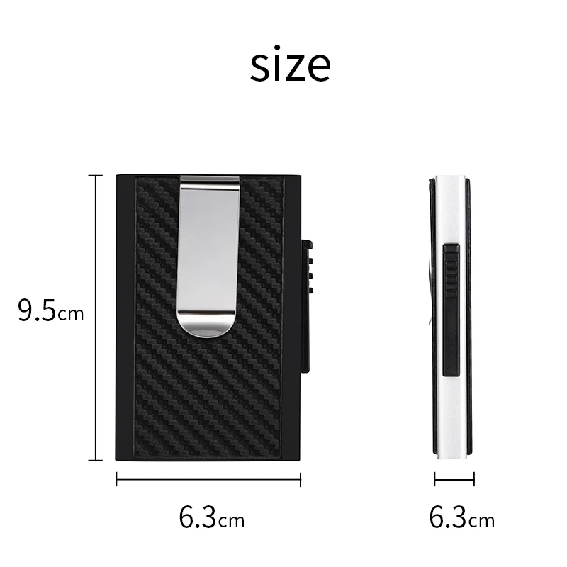 Metal Money Clip Wallet Smart Card Holder RFID Men Business ID Credit Card Holder Carbon Fiber Wallet Mens CardHolder 4 Colors