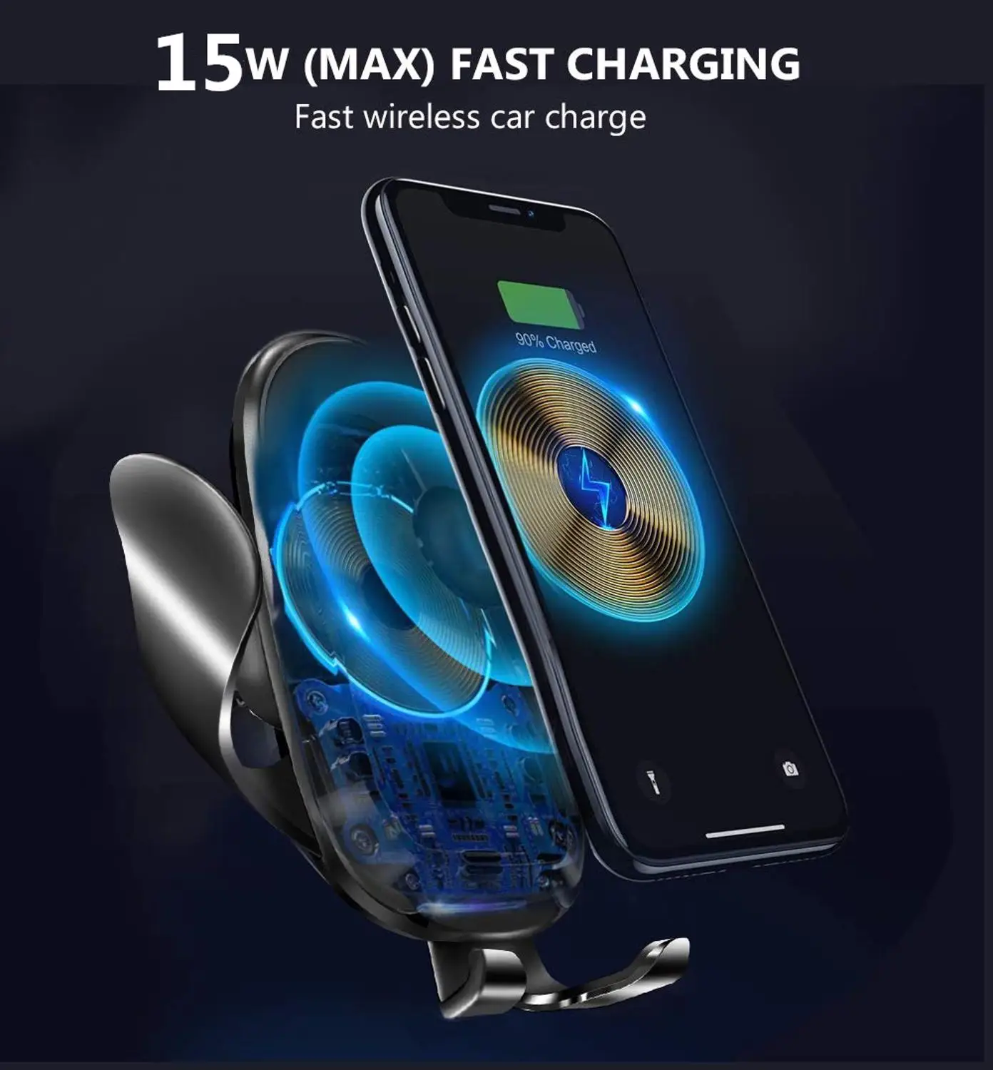 Wireless Car Charger Mount Automatic Clamping 15W Qi Fast Charging Air Vent Phone Holder For iPhone 12 11 XR X 8 Samsung S20 S10