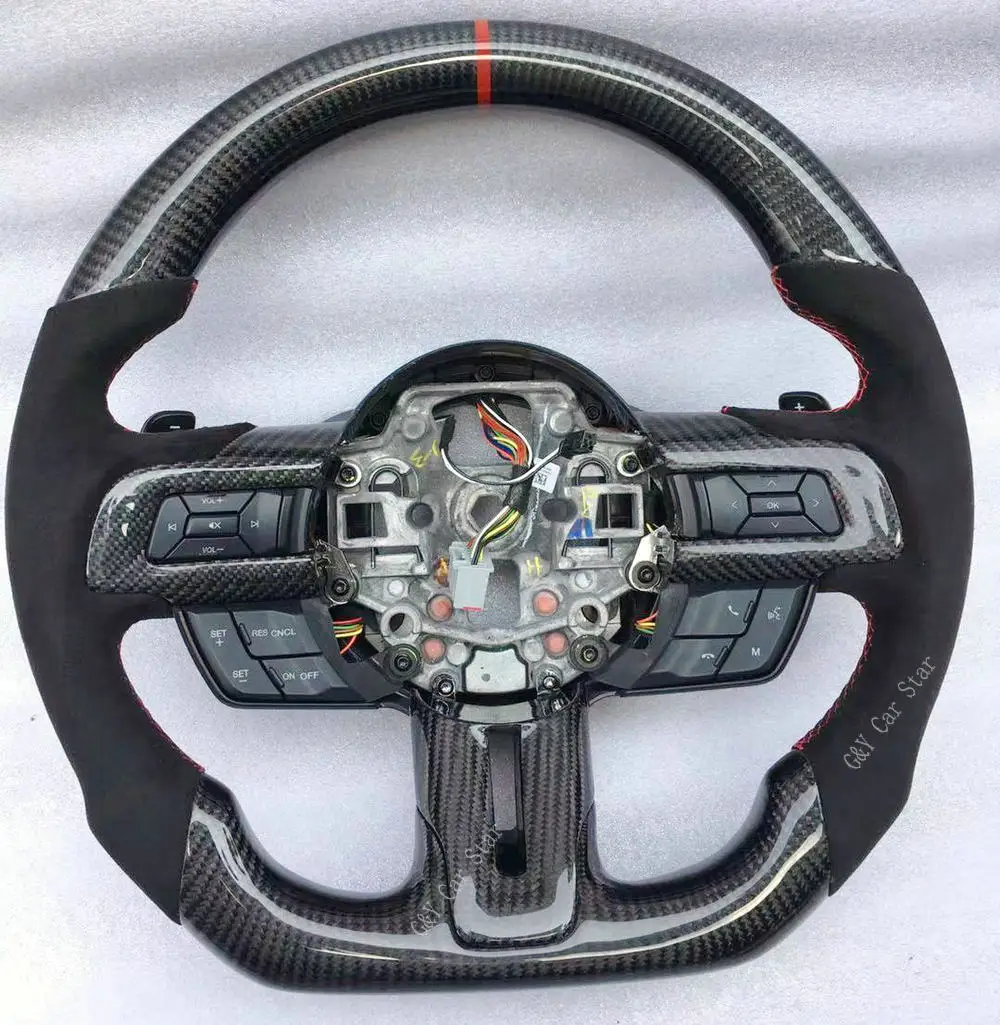 Рулевое колесо из 100% натурального углеродного волокна для Ford Mustang 2018 2020|Рулевые