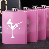 8 oz rose red travel bottle stainless steel hip flask ladies liquor ladies holiday gift jug screw cap whiskey bottle party gift