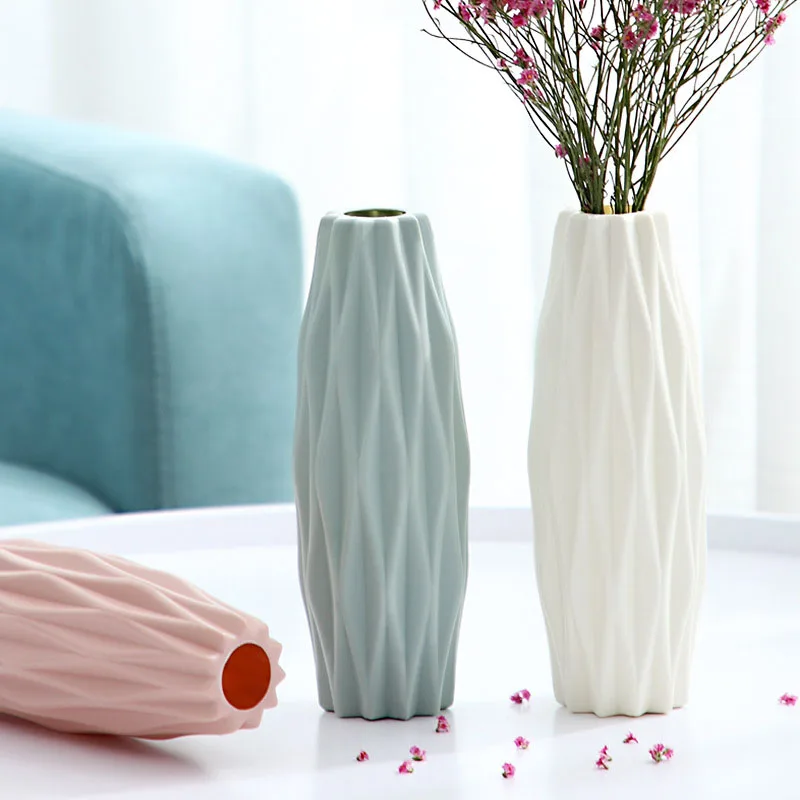 

Flower Vase Decoration Home Plastic Vase Imitation Ceramic Flower Pot Flower Basket Nordic Style Vases For Tabletop Decor