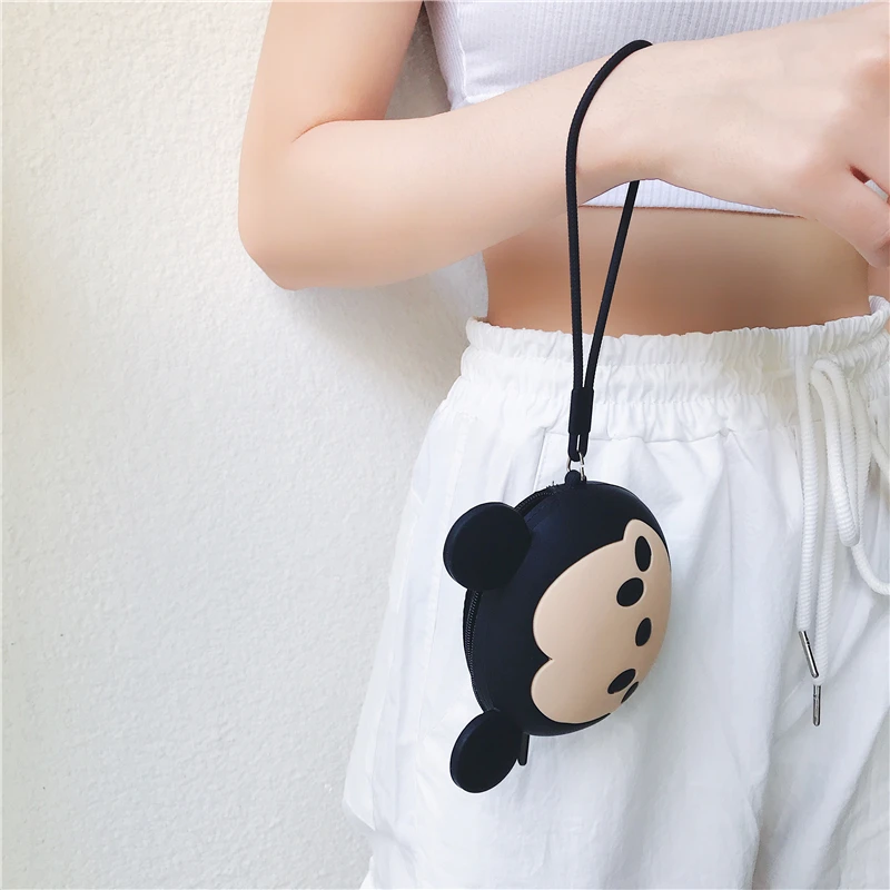 3D Cartoon Soft Silicone Earphone Bag For Girls Kids Gift Women Mini anime Coin Purse Cards Holder Zipper Small Wallets | Электроника