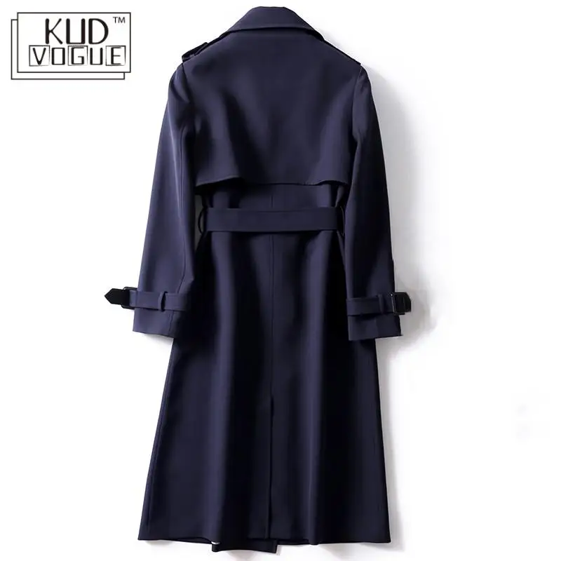 Классический женский длинный Тренч модный Двубортный повседневный с поясом