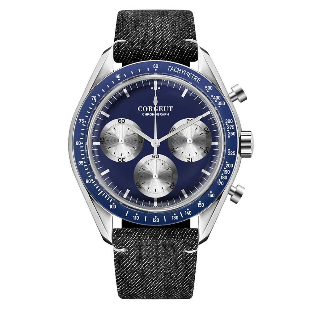 Corgeut 40mm Top Luxury Men's Chronograph Quartz Watch Stainless Steel Luminous Multifunction Watch Waterproof
